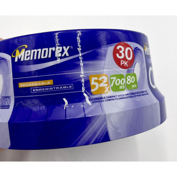 Memorex CD-R Disks 30 Pack 52X 700MB 80 Min Blank CD - New In Sealed Container - Picture 1 of 5
